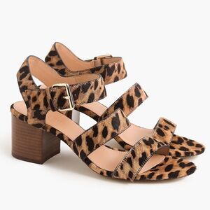 J CREW sandals three strap calf hair block heel 10.5‎